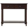 TREXM Daisy Series Console Table Traditional Design with Two Drawers and Bottom Shelf (Espresso)