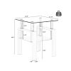 Set of 2, Modern Tempered Glass Tea Table Coffee Table End Table, Square Table for Living Room, Transparent/White