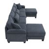 [VIDEO provided] [New] 133*65" Corduroy Modular Sectional Sofa,U Shaped Couch with Armrest Bags,6 Seat Freely Combinable Sofa Bed
