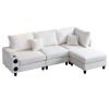 104''x65'' Modern Sectional Deep Seat Sofa with wireless Charging,USB Charging Port,Bluetooth Speaker,4seat Boucle Modular Couch with2pcs toss pillows