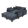 [VIDEO provided] [New] 133*65" Corduroy Modular Sectional Sofa,U Shaped Couch with Armrest Bags,6 Seat Freely Combinable Sofa Bed