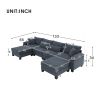 [VIDEO provided] [New] 133*65" Corduroy Modular Sectional Sofa,U Shaped Couch with Armrest Bags,6 Seat Freely Combinable Sofa Bed