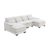 [VIDEO provided][New]109.8*55.9" Modern U-shaped Sectional Sofa with Waist Pillows,6-seat Upholstered Symmetrical Sofa Furniture