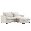 Sectional Sofa Comfy Corduroy Couch for Living Room with Pillows and Round Armrests