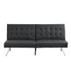 WOOD FRAME, STAINLESS LEG, FUTON, SOFA BED BLACK PVC