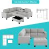 Orisfur. Sectional Corner Sofa L-shape Couch Space Saving with Storage Ottoman & Cup Holders Design for Large Space Dorm Apartment,Light Grey