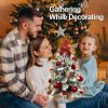 22in Tabletop Christmas Tree with Light Artificial Small Mini Red Christmas Decoration with Flocked Snow