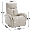 Beige Grey Leatheraire Swivel and Rocker Power Recliner Chair with Lumbar Support, Max Swivel Degree 270¬∞