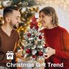 22in Tabletop Christmas Tree with Light Artificial Small Mini Red Christmas Decoration with Flocked Snow