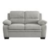 Modern Living Room 2pc Sofa Set Plush Comfortable Sofa Loveseat Set Gray Textured Fabric Channel Tufting Solid Wood Frame Furniture