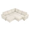 121.3" Sectional Couch Sofa Bed Modular Sofa with Two Movable Ottomans for Living Room (Old SKU:N719S001640A), Beige