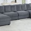 Contemporary Dark Gray 6pc Modular Sectional Set Corduroy Couch LAF & RAF Chairs 2x Armless Chairs 2x Ottomans Living Room Furniture