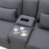 [VIDEO provided] [New] 114.2" Upholstered Sofa with Console, 2 Cupholders and 2 USB Ports Wired or Wirelessly Charged