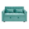 54.33 inch versatile foldable sofa bed in 3 lengths, modern sofa sofa sofa velvet pull-out bed, adjustable back (GREEN)