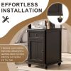 U-Can End Table with Solid Wood Legs, Side Table with USB Ports, 1 Storage Cabinet and 1 Drawer for Living Room, Antique Espresso