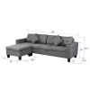 Sectional Sofa Set for Living Room with L Shape Chaise Lounge,cup holder and Left or Right Hand Chaise Modern 4 Seat (FAUX LINEN GREY)