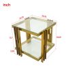 Golden Stainless Steel Double-Layer Clear Tempered Glass Coffee Table Set for Bed Room, Living Room