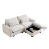 Sectional Sofa Comfy Corduroy Couch for Living Room with Pillows and Round Armrests