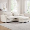 Sectional Sofa Comfy Corduroy Couch for Living Room with Pillows and Round Armrests