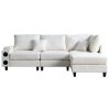 104''x65'' Modern Sectional Deep Seat Sofa with wireless Charging,USB Charging Port,Bluetooth Speaker,4seat Boucle Modular Couch with2pcs toss pillows