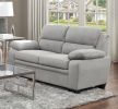 Modern Living Room 2pc Sofa Set Plush Comfortable Sofa Loveseat Set Gray Textured Fabric Channel Tufting Solid Wood Frame Furniture