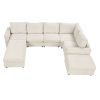 121.3" Sectional Couch Sofa Bed Modular Sofa with Two Movable Ottomans for Living Room (Old SKU:N719S001640A), Beige