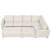 121.3" Sectional Couch Sofa Bed Modular Sofa with Two Movable Ottomans for Living Room (Old SKU:N719S001640A), Beige