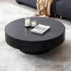 BLACK MDF coffee table 39.37inch Modern Handcraft Drum Coffee Table Round Wood Coffee Table for Living Room, Apartment