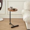Brown C-shaped Side Table, Small Sofa Table for Living room