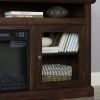 Contemporary TV Media Stand Modern Entertainment Console with 18" Fireplace Insert for TV Up to 65" with Open and Closed Storage Space, Brown