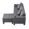 Sectional Sofa Set for Living Room with L Shape Chaise Lounge,cup holder and Left or Right Hand Chaise Modern 4 Seat (FAUX LINEN GREY)