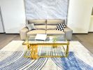 Golden Stainless Steel Coffee Table, Double-Layer, Clear Tempered Glass Coffee Table, for Bed Room, Living Room