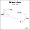 Modern Rectangular Coffee Table Set with Sintered Stone Top, Gold Metal Frame, for Bedroom, Living Room