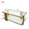 Golden Stainless Steel Coffee Table, Double-Layer, Clear Tempered Glass Coffee Table, for Bed Room, Living Room