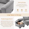 Sleeper Sectional Sofa, L-Shape Corner Couch Sofa-Bed with Storage Ottoman & Hidden Arm Storage & USB Charge for Living Room Apartment, Gray