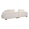 103.9" Modern Couch Corduroy Fabric Comfy Sofa with Rubber Wood Legs, 4 Pillows for Living Room, Bedroom, Office, Beige