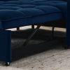 Loveseats Sofa Bed with Pull-out Bed,Adjsutable Back and Two Arm Pocket,TypeC and USB Charging with Copper nail,Blue (47"x53"x31")