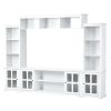 [VIDEO provided] ON-TREND Minimalism Entertainment Wall Unit with Bridge, Modern TV Console Table for TVs Up to 70"