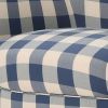 Vintage Fabric Club Chair, White & Blue Checkerboard Classic Armchair, Stylish and Comfortable Addition to Your Living Space