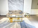 Golden Stainless Steel Double-Layer Clear Tempered Glass Coffee Table Set for Bed Room, Living Room