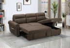 Hugo 96" Brown Reversible Sleeper Sectional Sofa Chaise with USB Charger