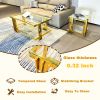 Golden Stainless Steel Coffee Table, Double-Layer, Clear Tempered Glass Coffee Table, for Bed Room, Living Room