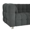 Grey teddy fleece sofa 80 inch discharge in living room bedroom with two throw pillows hardware foot support