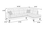 2-PCS SECTIONAL SET Living Room Furniture LAF Sofa And RAF Chaise Dark Coffee Color Linen Like Fabric Tufted Couch