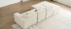 116.5" Sectional Sofa Full-compressed Sofa Couch Free-combined Sofa for Living Room, Beige