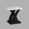 Modern White Black 3-Piece Cocktail Set Faux Marble Table Top Table and Two Matching End Tables Living Room Wooden Furniture