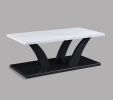 Modern White Black 3-Piece Cocktail Set Faux Marble Table Top Table and Two Matching End Tables Living Room Wooden Furniture