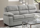 Modern Living Room 2pc Sofa Set Plush Comfortable Sofa Loveseat Set Gray Textured Fabric Channel Tufting Solid Wood Frame Furniture