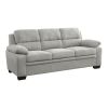 Modern Living Room 2pc Sofa Set Plush Comfortable Sofa Loveseat Set Gray Textured Fabric Channel Tufting Solid Wood Frame Furniture