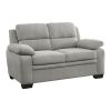 Modern Living Room 2pc Sofa Set Plush Comfortable Sofa Loveseat Set Gray Textured Fabric Channel Tufting Solid Wood Frame Furniture